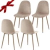 Velvet Dining Chairs Set of 4 - Modern Seating with Metal Legs for Living, Bedroom,Restaurant - Warm Grey Chairs for Dining Room