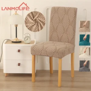 LANMOLIFE 1/4Pcs Jacquard Chair Cover High Stretch Kitchen Chair Covers Hotel Banquet Wedding Restaurant Chair Covers