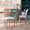 French Country Dining Chairs Set of 4,Farmhouse Fabric Chairs with Round Back,Rattan Dining Chair,Oval Side Chairsfor Restaurant