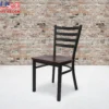 4 Pk Metal Ladder Back Restaurant Chairs Mahogany Wood Seat Lightweight Durable 500 lb Capacity Ideal Dining Room Café
