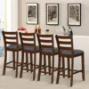 Bar Stools Set of 4 with Back, Upholstered Cushion Bars Stool for Kitchen Island, Bar, Restaurant,25.5incHeight Rubberwood Legs
