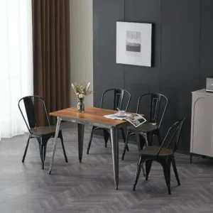 Metal Dining Chair Farmhouse Tolix Style for Kitchen Dining Room Café Restaurant Bistro Patio, 18 Inch, Stackable,