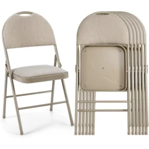 Folding Chairs , Foldable Chair Set with Padded, Handle Hole and Metal Frame Dining Chair Set for Indoor and Outdoor, Restaurant