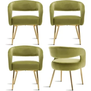 Restaurant Chairs,Upholstered Dining Chairs,Chenille Kitchen Chairs with Open Back&Arm Kitchen & Dining Room Chairs